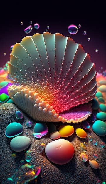 Premium AI Image | A colorful shell with a rainbow pattern.