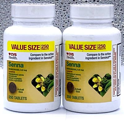 Senna Sennosides 8 6 Mg Natural Laxative 2 Pack X 250 Tablets EachExp 8