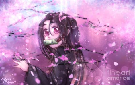 Demon Slayer Nezuko Cherry Blossoms Digital Art By Xiran Avalon