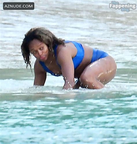 Fleur East Sexy Showing Off Her Amazing Body In A Hot Blue Bikini At The Beach With Her Friends