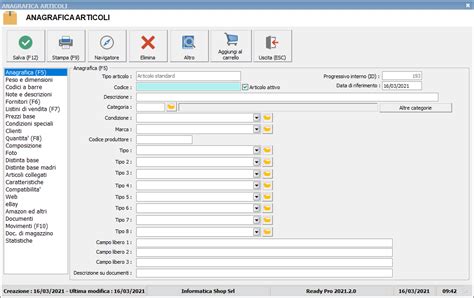 Scheda Anagrafica Articoli Ready Pro Manuale Utente