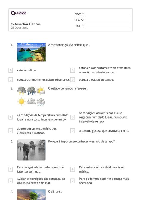 Clima Mundial E Mudan As Clim Ticas Imprim Vel S Rie Planilhas Quizizz
