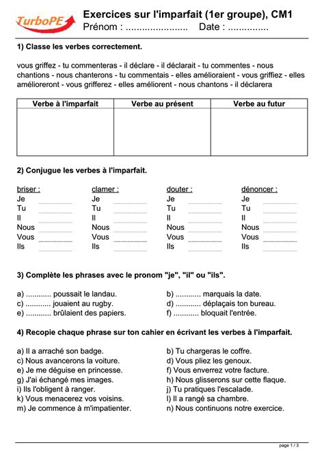 Exercice De Conjugaison Cm Cm Exercices L Imparfait Des Verbes Hot Sex Picture