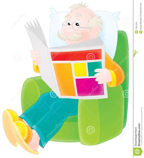 Grandfather Reads A Newspaper Stock Illustration Illustration Of Haired Granddad 17641216