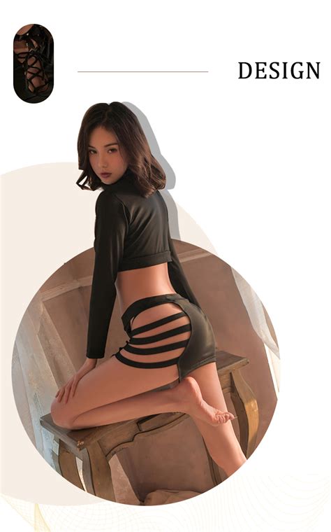 Sexy Lingerie Hollow Cosplay Secretary Uniform Temptation Black Slim Hip Skirt Professional