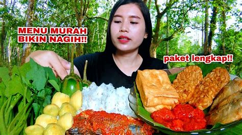 Mukbang Lalapan Jengkol Muda Lalapan Mentah Ikan Asin Sambal Terasi