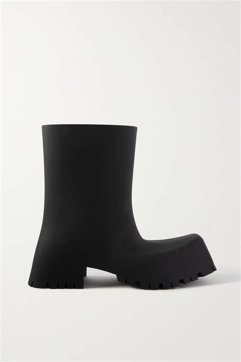 Balenciaga Trooper Square Toe Rubber Ankle Boots In Black Modesens