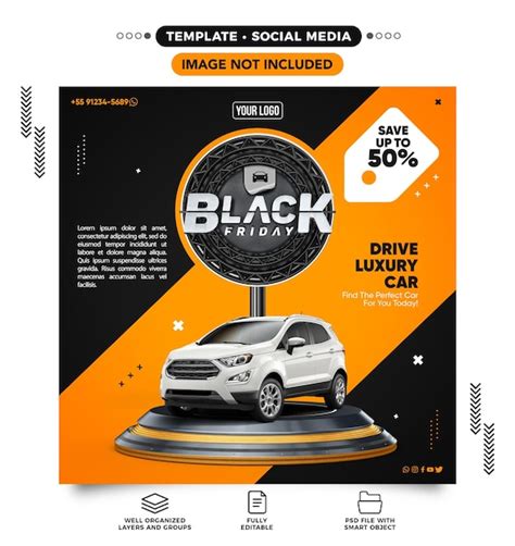 Premium PSD | Feed social media post instagram Black friday for car rentals