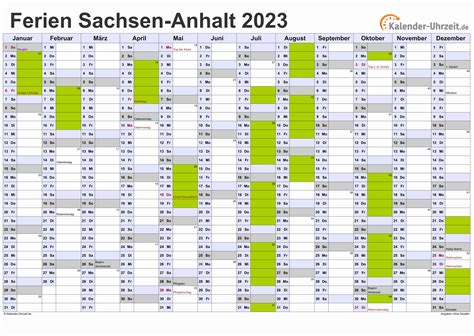 Ferien Sachsen-Anhalt 2023 - Ferienkalender zum Ausdrucken