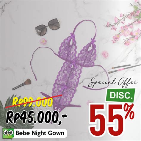 Promo Sexy Bikini Lingerie Sleep Wear Transparant Baby Doll Lace Piece Sl Ungu Kota