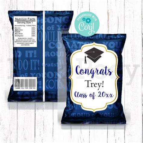 Editable Graduation Chip Bags Class Of 2022 Chip Bags Etsy