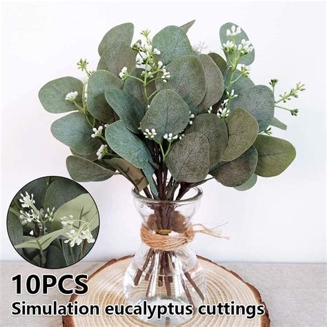 Amerteer Pcs Artificial Eucalyptus Greenery Faux Eucalyptus Stems And