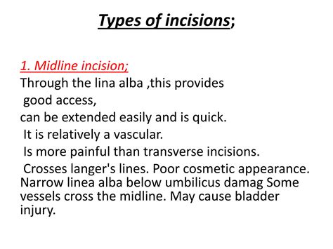 Types Of Incisions Presentation Lecture Ppt