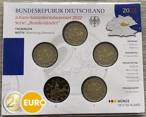 2 Euros Allemagne 2022 ADFGJ Thuringe BU FDC 2eurocommemorative Fr