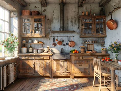 Rustic Farmhouse Kitchen Stock Illustrations – 12,124 Rustic Farmhouse