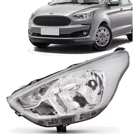 Farol Ford Ka Hatch E Sedan 2019 2020 2021 2022 Cromado Parcelamento