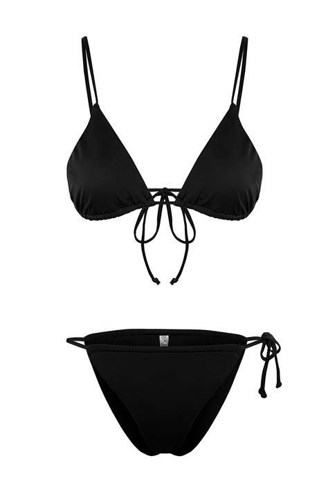 Trendyol Collection Brazylijskie Bikini Z Wysokimi Nogawkami I Czarnym Tr Jk Tnym Tunelem