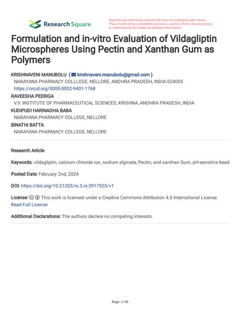 Pdf Formulation And In Vitro Evaluation Of Vildagliptin Microspheres