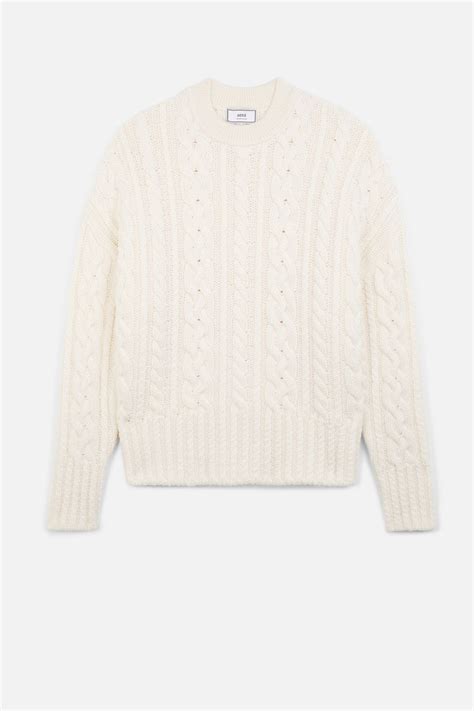 Cable Knit Oversize Sweater Ami Paris Official