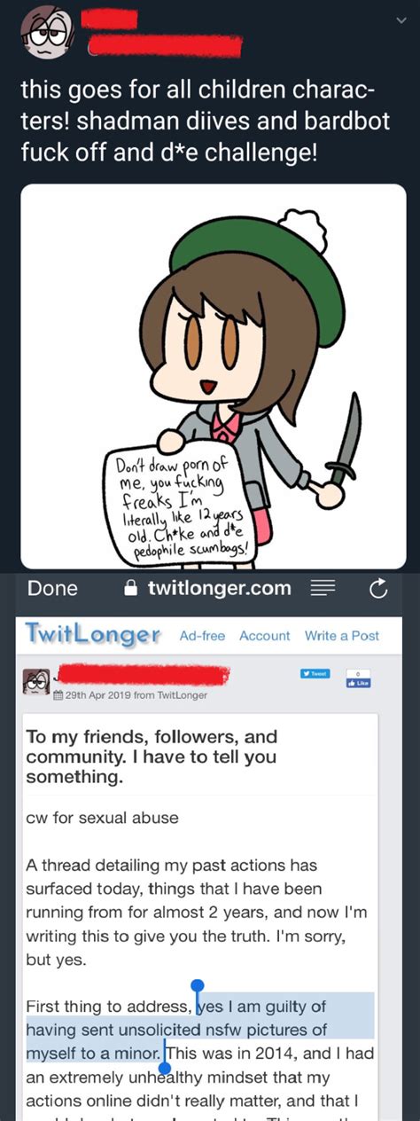 An Artist Who Condemned Hentai Involving Minors Admitted To Sending Nsfw Pictures And Having Sex