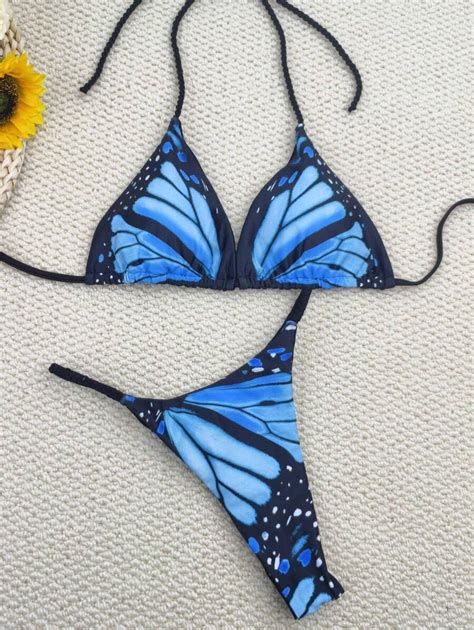 Maiô Bikini Borboleta de Duas Peças Cordas 2025 Novo Maiô Bikini Fio Dental Sexy Design
