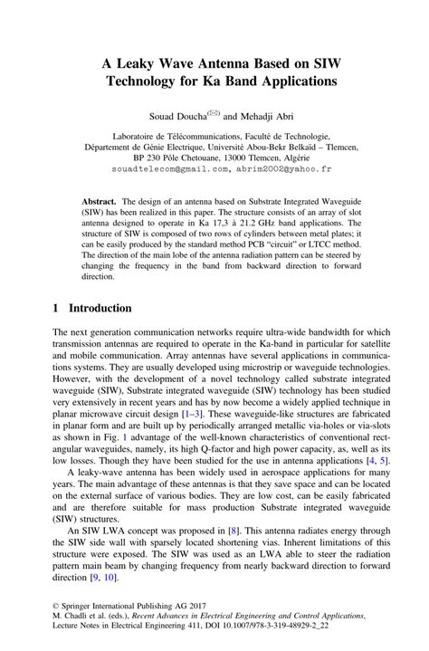 (PDF) A Leaky Wave Antenna Based on SIW Technology for Ka Band Applications