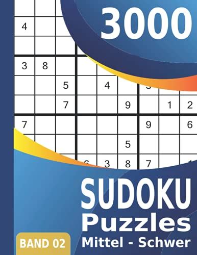 3000 Sudoku Puzzles Mittel Schwer Großes Sudoku Buch für