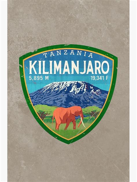 Mt Kilimanjaro Vintage Emblem V01 Poster For Sale By Lidra Redesign