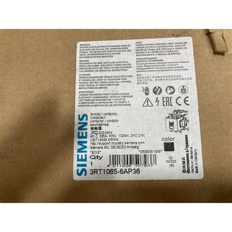 3RT1065-6AP36 SIEMENS Power Contactor AC-3e/AC-3 Brand New in Box!Spot ...