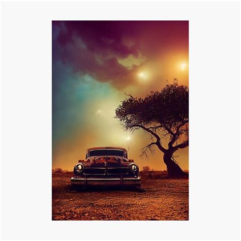 Lámina fotográfica Hot Rod bajo un árbol un regalo perfecto para todos los fans de American