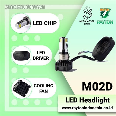 Jual Lampu Motor RAYTON RTD M02D LED 3 Sisi 30 Watt Headlamp LED