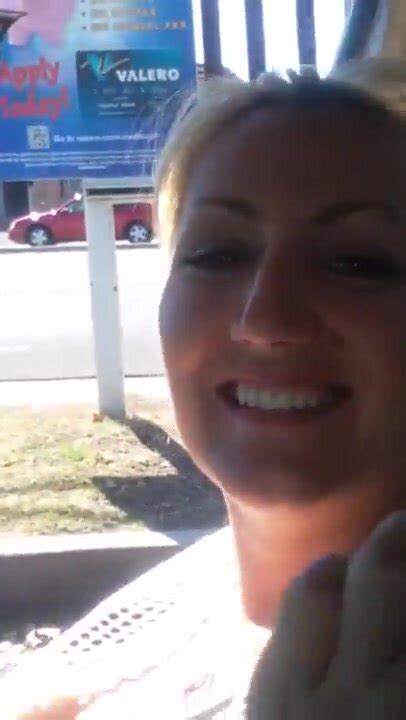 Cute Blonde Hops Out To Piss In Cup At Gas Station ThisVid