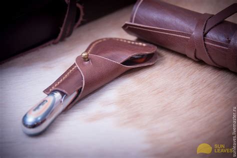 Набор: Чехол для бритвы и футляр для помазка из натуральной кожи в ...