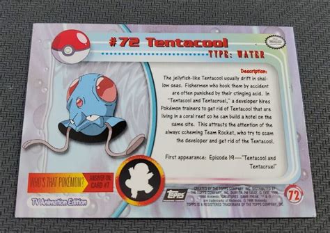 Topps Pokémon TV Animation Edition Card 72 Tentacool 73 Tentacruel