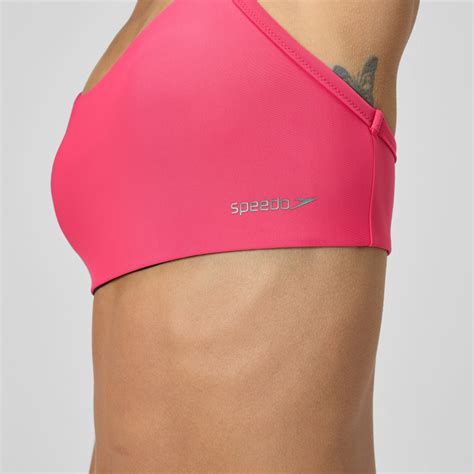 Women S Solid Racerback Bikini Top Pink Speedo UK