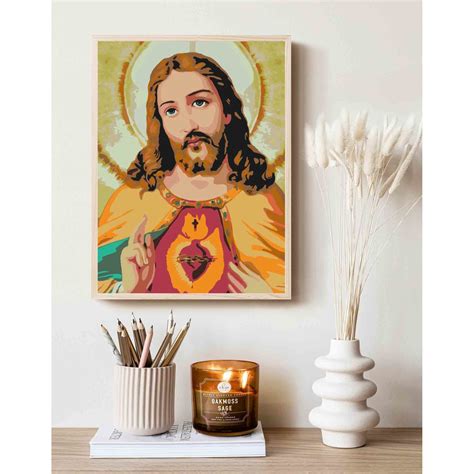 Исус Христос картина по номера комплект 3454, памучно платно върху ...