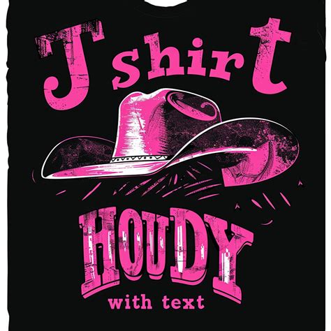 Western Style Howdy Pink Cowboy Hat TShirt Black Gildan Unisex Tee