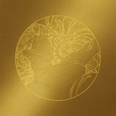 Art Nouveau Gold Badge Naked Woman Psd Remixed From The Artworks Of Alphonse Maria Mucha