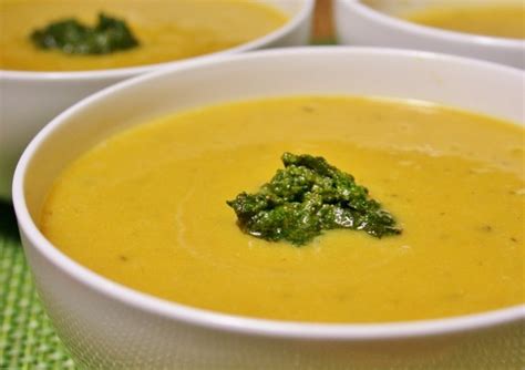 Butternut Soup With Pesto Swirl