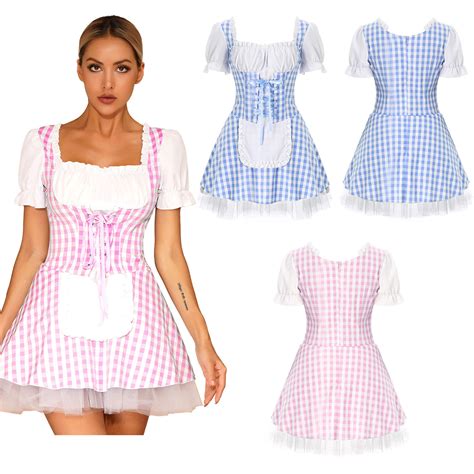 Womens Sexy Maid Apron Cosplay Costume Fancy Dress Up Short Sleeve Clbu Lingerie EBay