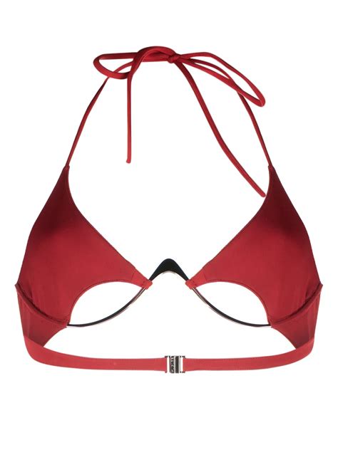 Mugler Top De Bikini Con Cuello Halter Y Placa Del Logo Rojo FARFETCH MX