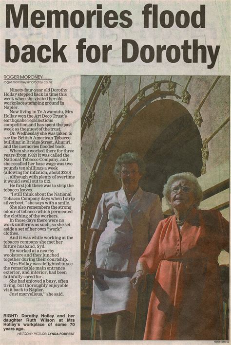 Newspaper Article 2006 – Memories flood back for Dorothy : Hawke's Bay