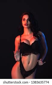 Sexy Woman Lace Black Sensual Lingerie Stock Photo