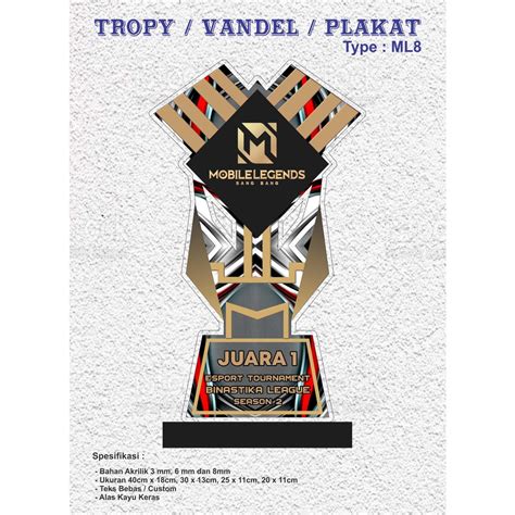 Jual Trophy Mlbb Piala Mobile Legends Plakat Mobile Legends Bahan