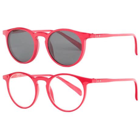 Lunettes Loupe Solaires Clip Rouges Lunettes Lecture Soleil Rondes