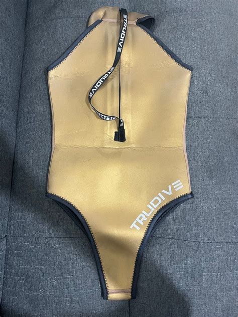 Trudive Siren Mermaid Bikini Bodysuit 2mm In Gold Freedive Scuba Wetsuit On Carousell