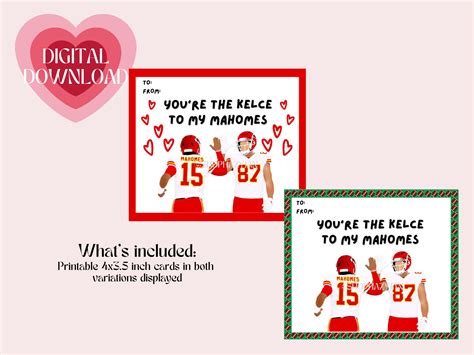 Kansas City Chiefs Themed Valentines Cards Patrick Mahomes Travis Kelce