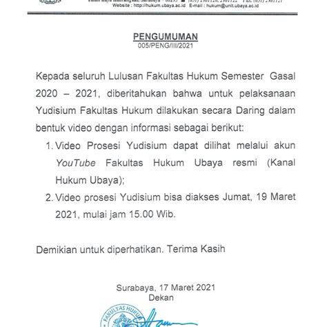 Pengumuman Mahasiswa Pelaksanaan Yudisium Semester Gasal 2020 2021