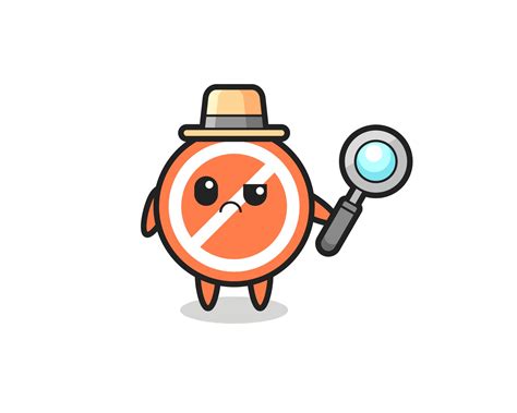 la mascota de la linda señal de stop como detective. 3404652 Vector en
