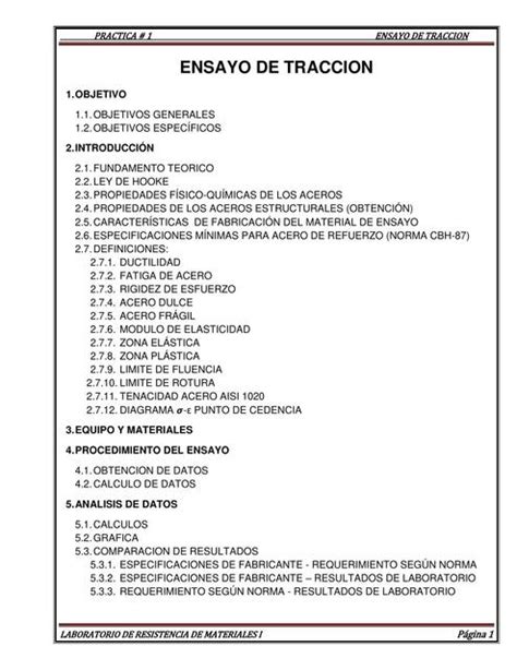 Ensayo De Tracción Resistencia De Materiales CCINGENIERIACC uDocz